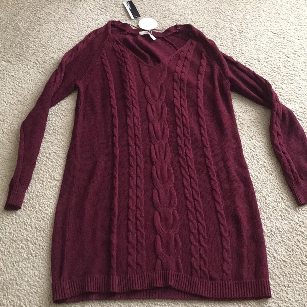 Burgundy sweater dress